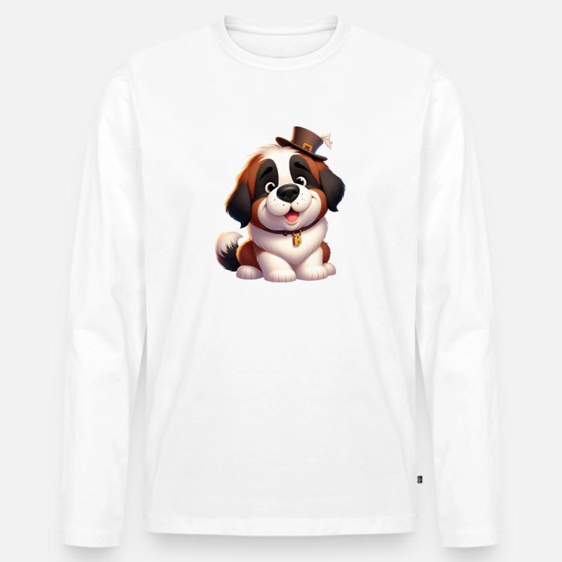 Sankt Bernhard 8 - Männer Premium Bio Langarmshirt - Weiß