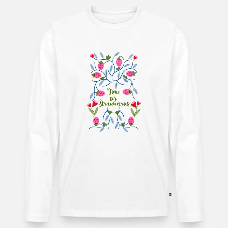 Time for Strawberries - Männer Premium Bio Langarmshirt - Weiß