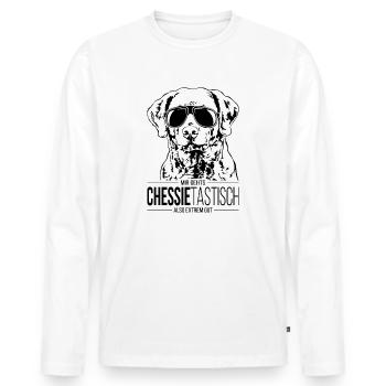CHESSIETASTISCH Chesapeake Bay Retriever Hunde - Männer Premium Bio Langarmshirt - Weiß - Vorne - Nico (187cm)