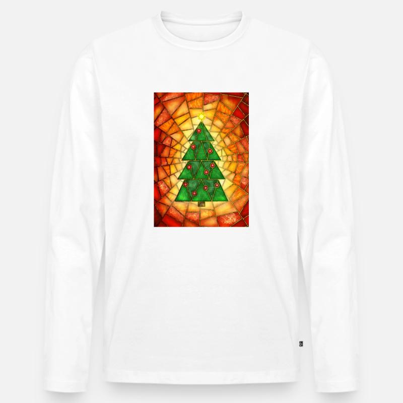 Weihnachtsbaum im Tiffany Stil - Männer Premium Bio Langarmshirt - Weiß