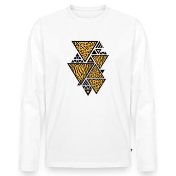 Dreiecks-Muster (Tiger / Leopard) - Männer Premium Bio Langarmshirt - Weiß - Vorne - Nico (187cm)