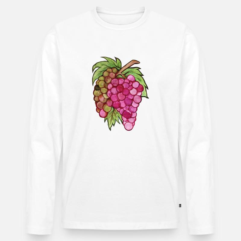 Trauben - Männer Premium Bio Langarmshirt - Weiß