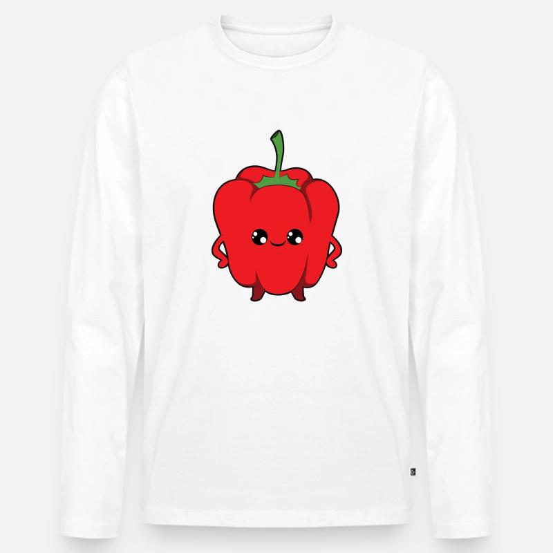 Rote Paprika - Männer Premium Bio Langarmshirt - Weiß