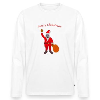 Pandémie Du Père Noël - T-shirt manches longues Premium bio Homme - blanc - Devant - Nico (187cm)
