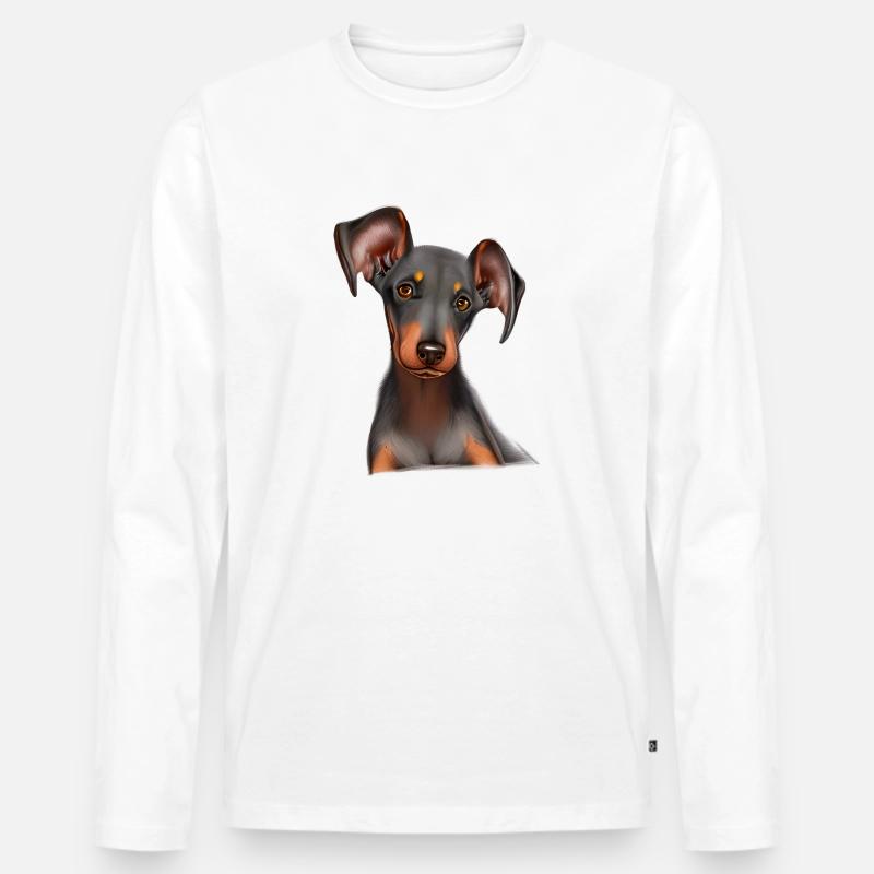 Dobermann Hund Dobermanntrainer Dobermannwelpe - Männer Premium Bio Langarmshirt - Weiß