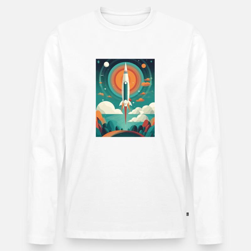 Rocket Launch Raketenstart - Männer Premium Bio Langarmshirt - Weiß
