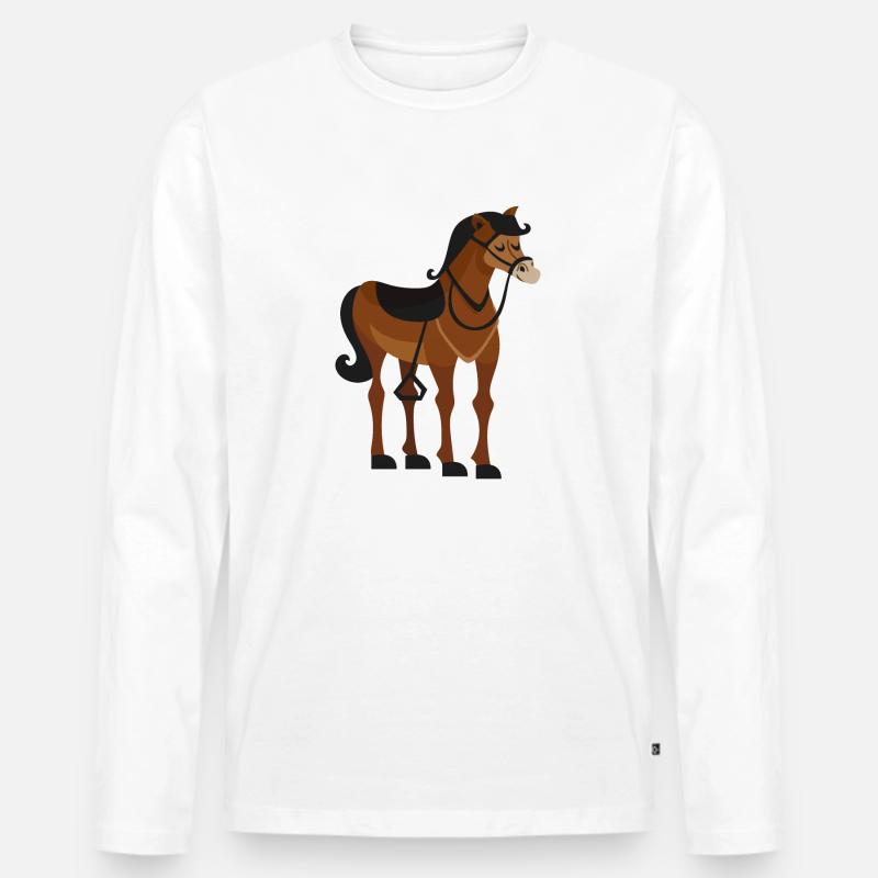 Pferde - Männer Premium Bio Langarmshirt - Weiß