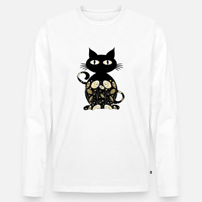 Katze - Männer Premium Bio Langarmshirt - Weiß
