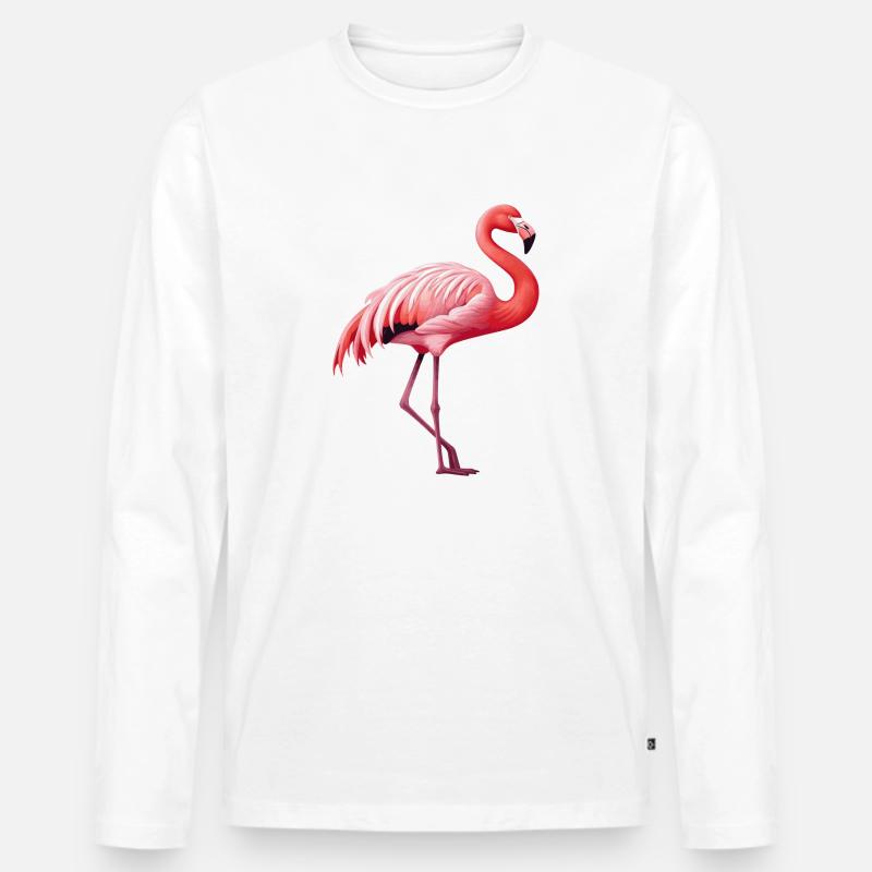 Flamingo - Männer Premium Bio Langarmshirt - Weiß