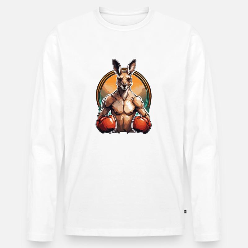 Känguru / Tier / Australien / Beuteltier / Outback - Männer Premium Bio Langarmshirt - Weiß