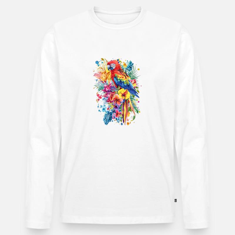 Hawaii Design - Männer Premium Bio Langarmshirt - Weiß