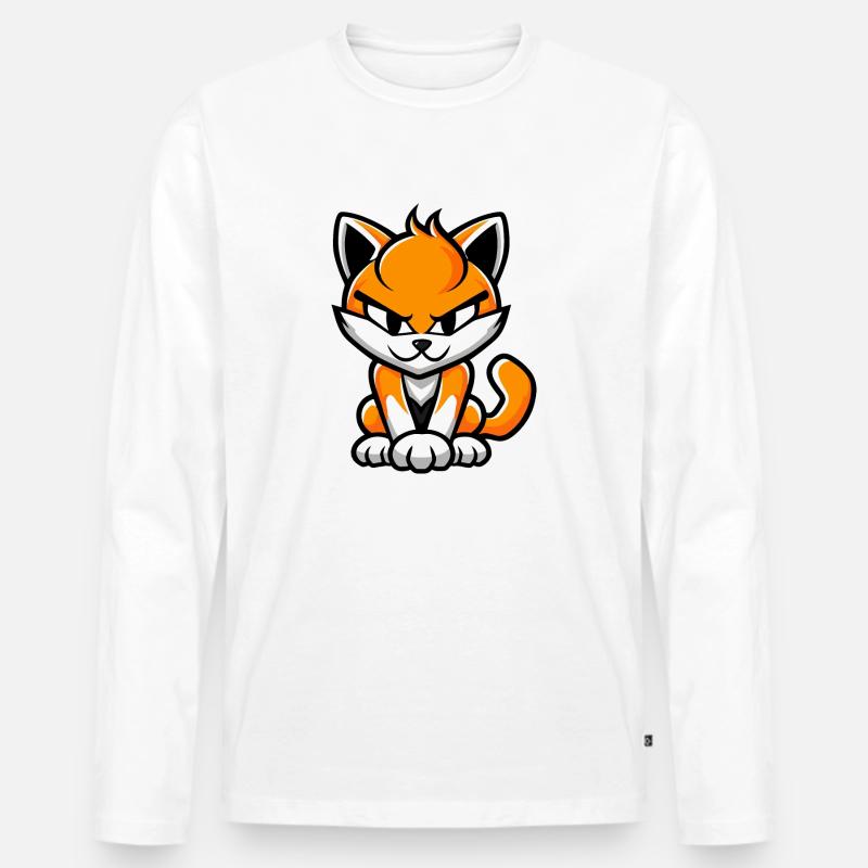 Katze Comic - Männer Premium Bio Langarmshirt - Weiß
