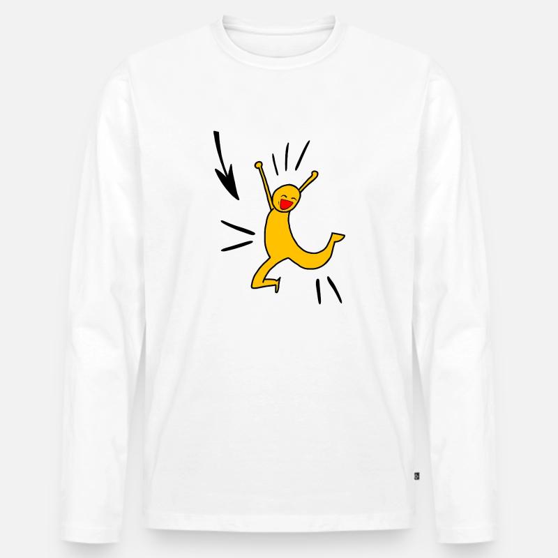 Yellow joy - Männer Premium Bio Langarmshirt - Weiß