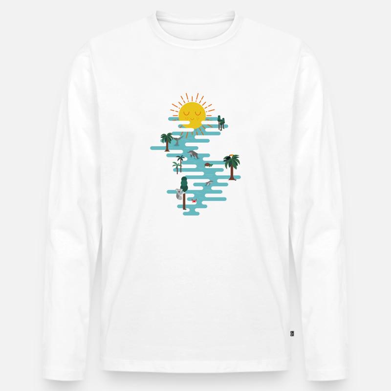 Sonne & Meer - Männer Premium Bio Langarmshirt - Weiß
