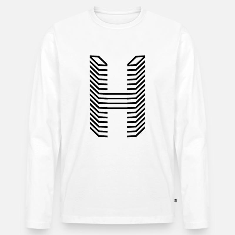 Einzigartiges Buchstaben-H-Logo-Design - Männer Premium Bio Langarmshirt - Weiß