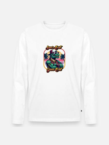 Sun's Out Guns Out - Men's Premium Organic Long Sleeve Shirt - white