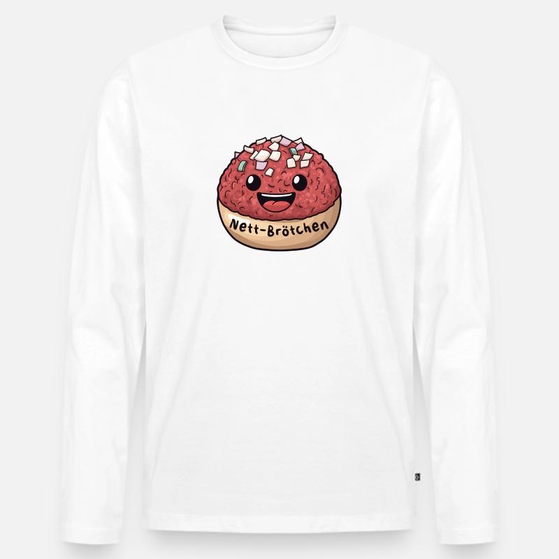Nett-Brötchen | Mett | Comic - Männer Premium Bio Langarmshirt - Weiß