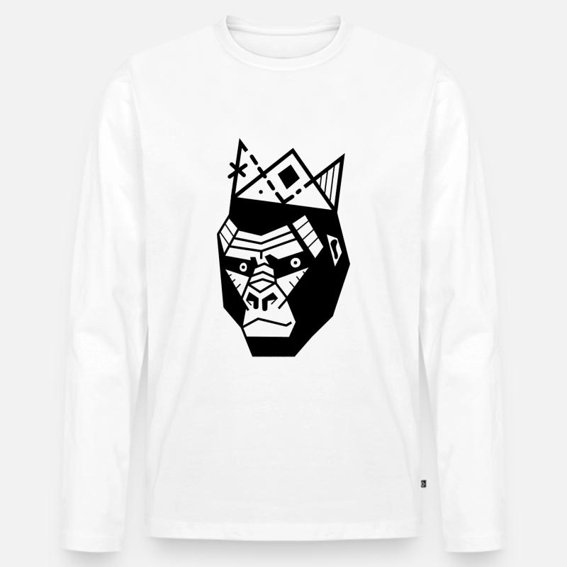 Affe König Gorilla - Männer Premium Bio Langarmshirt - Weiß