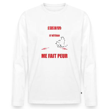 je suis un papa grand-père vétéran t-shirt - T-shirt manches longues Premium bio Homme - blanc - Devant - Nico (187cm)