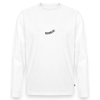 Les 4 secrets du bonheur t- shirt humoristique - T-shirt manches longues Premium bio Homme - blanc - Devant - Nico (187cm)