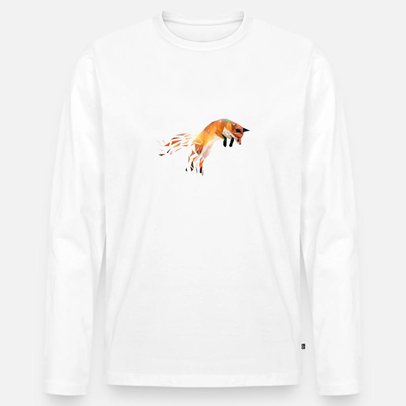 Fuchs geometrisch Motiv - Männer Premium Bio Langarmshirt - Weiß