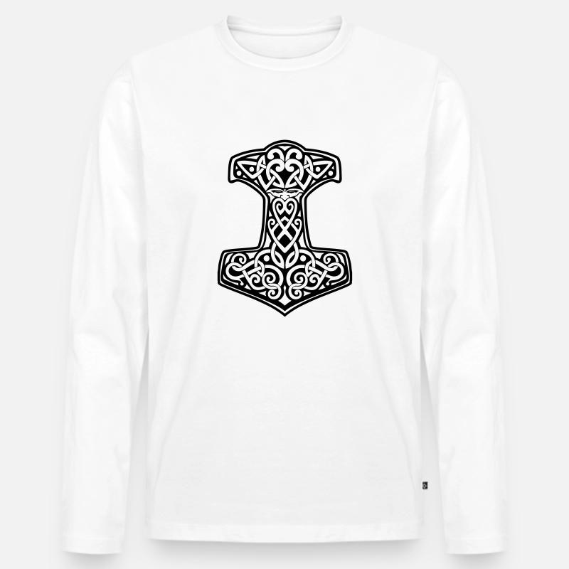 Mjoelnir 02 - Thorshammer - Männer Premium Bio Langarmshirt - Weiß