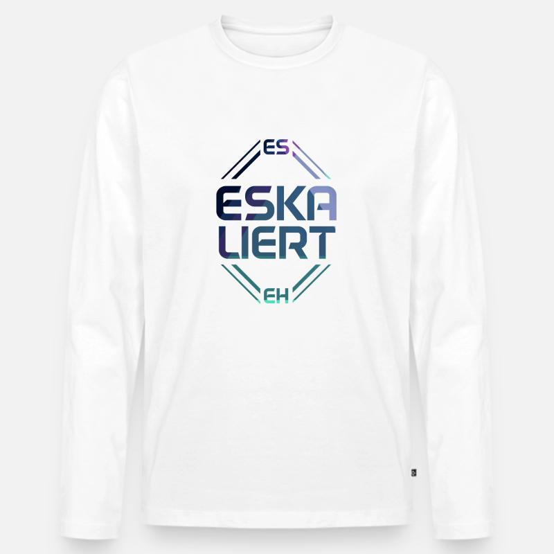 Es eskaliert eh - Männer Premium Bio Langarmshirt - Weiß