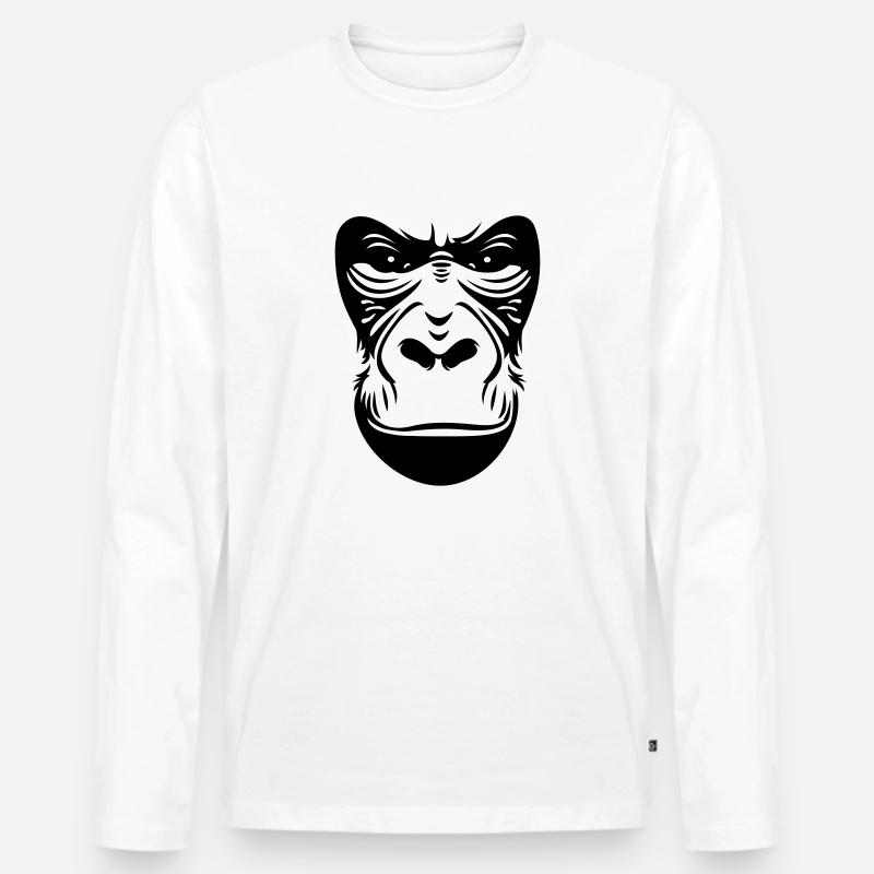 Gorilla - Männer Premium Bio Langarmshirt - Weiß