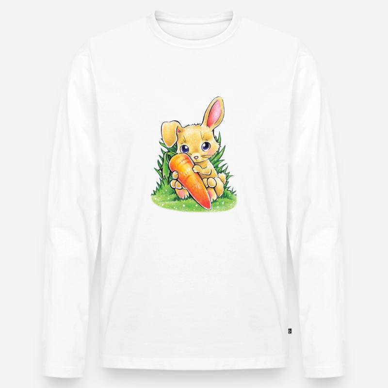 Hase mit Karotte - Männer Premium Bio Langarmshirt - Weiß