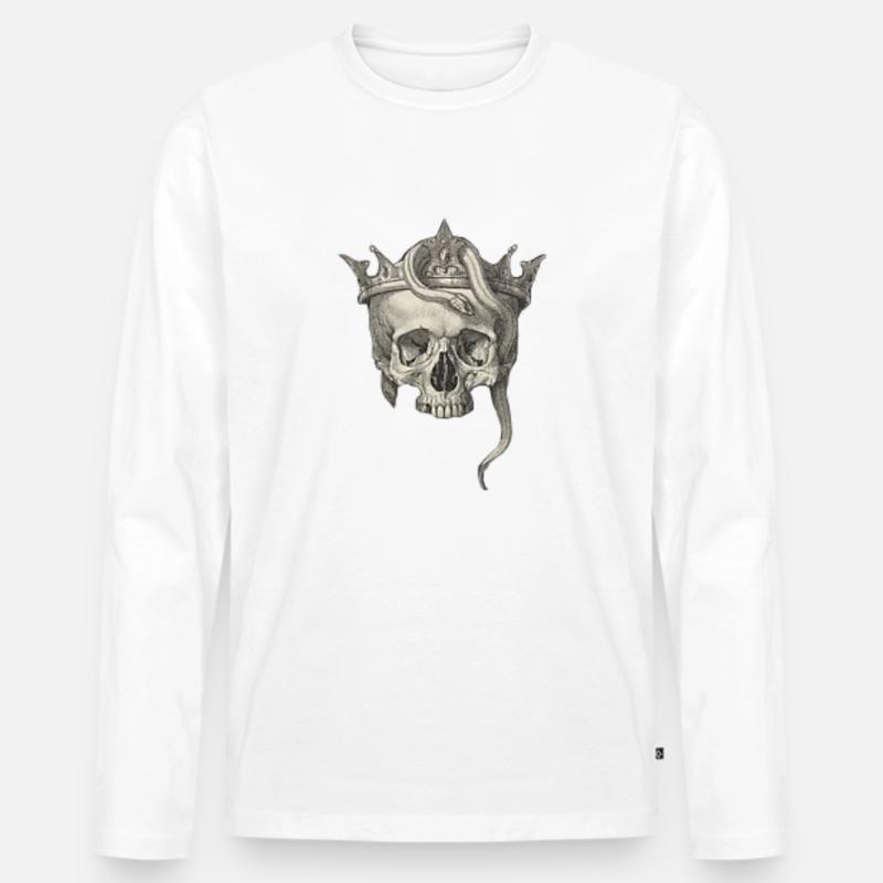 Schädel und Schlange - Männer Premium Bio Langarmshirt - Weiß