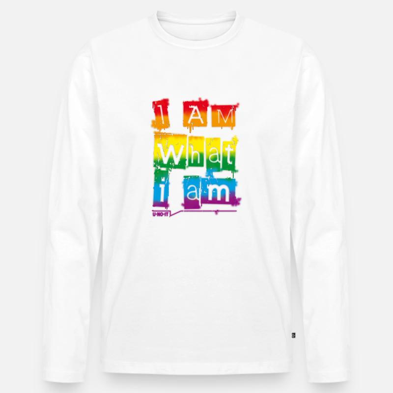 Ich bin was ich bin - Männer Premium Bio Langarmshirt - Weiß