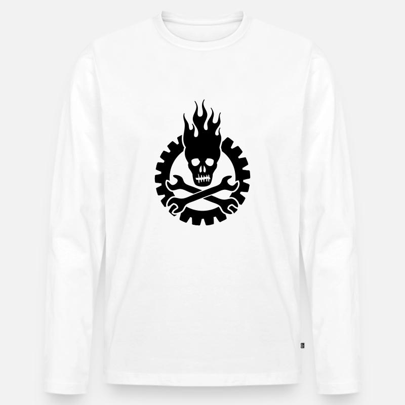 schrauber skull - Männer Premium Bio Langarmshirt - Weiß