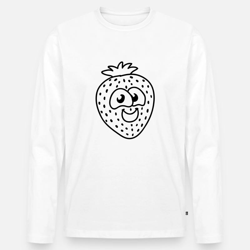 kleine Erdbeere - line - Männer Premium Bio Langarmshirt - Weiß