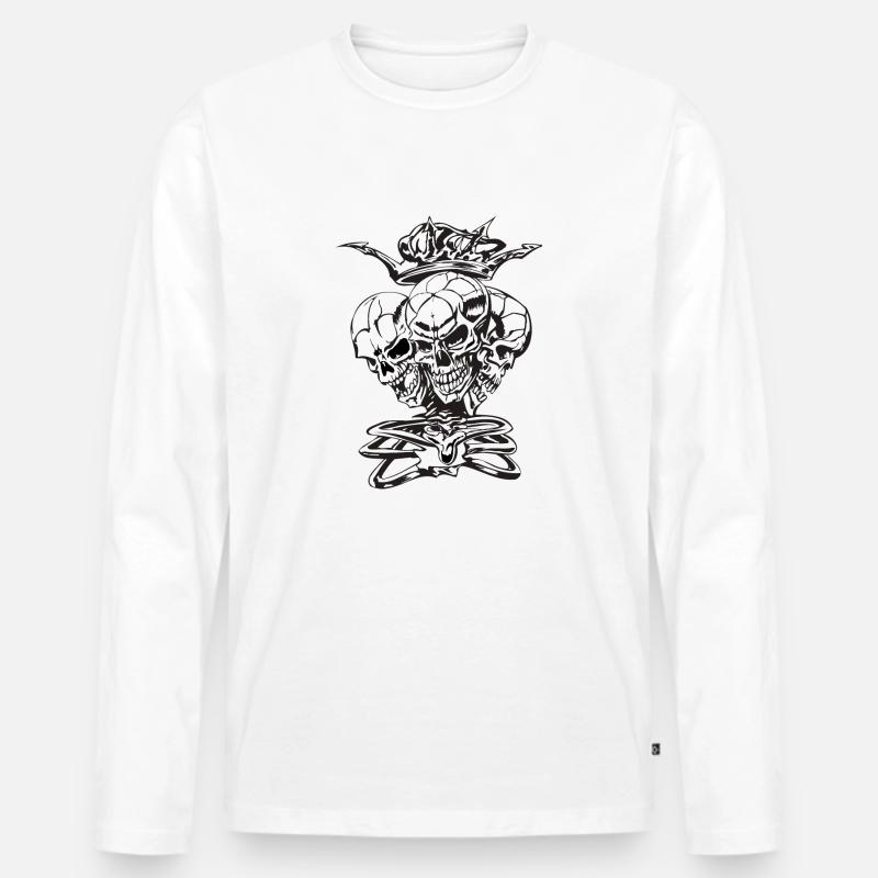 Skull King - Männer Premium Bio Langarmshirt - Weiß