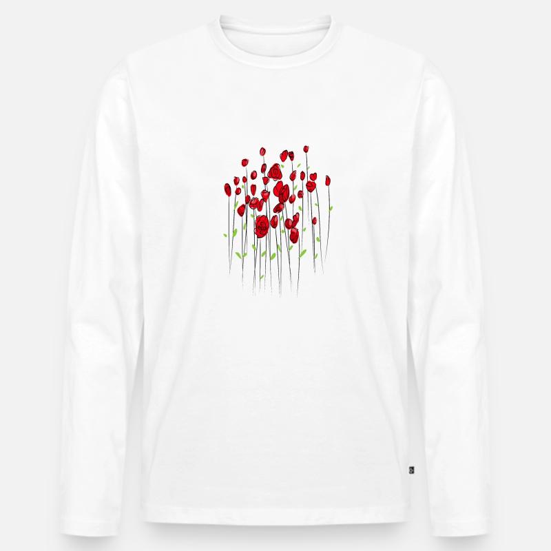 Mohnblume MOhn Blume - Männer Premium Bio Langarmshirt - Weiß