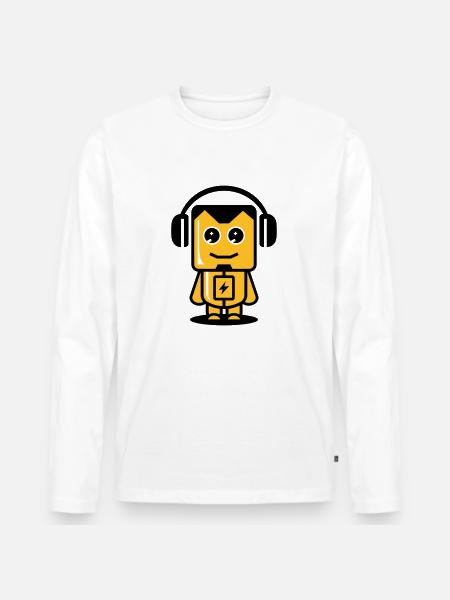 Funny Robot 03 - Men's Premium Organic Long Sleeve Shirt - white