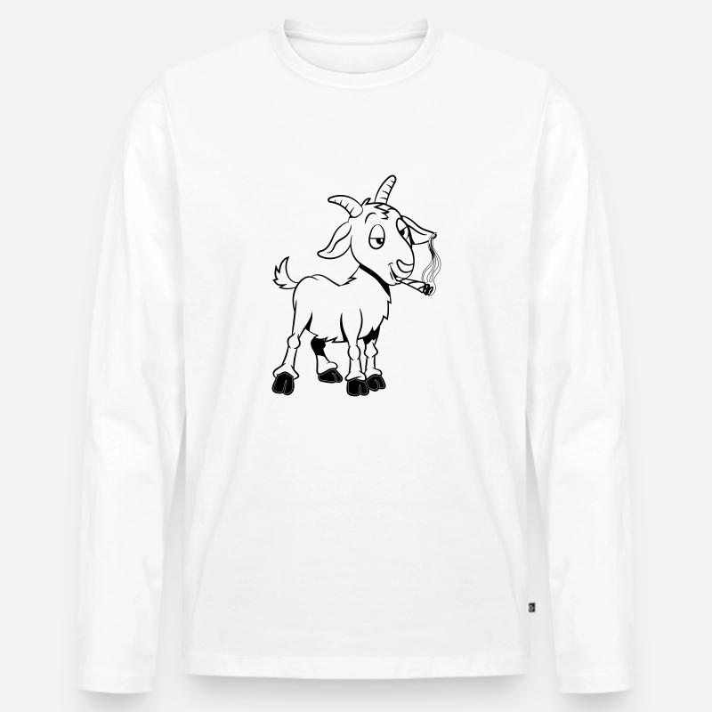 Ziege kiffen joint - Männer Premium Bio Langarmshirt - Weiß