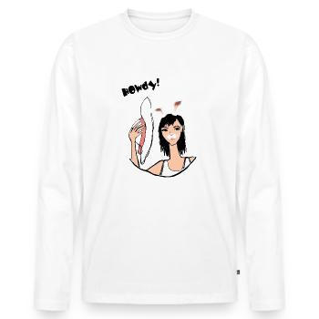 Hello! - Men's Premium Organic Long Sleeve Shirt - white - Front - Nico (187cm)