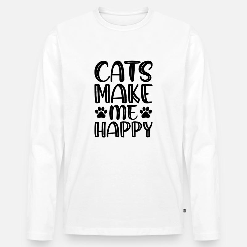 Katzen machen mich glücklich - Männer Premium Bio Langarmshirt - Weiß