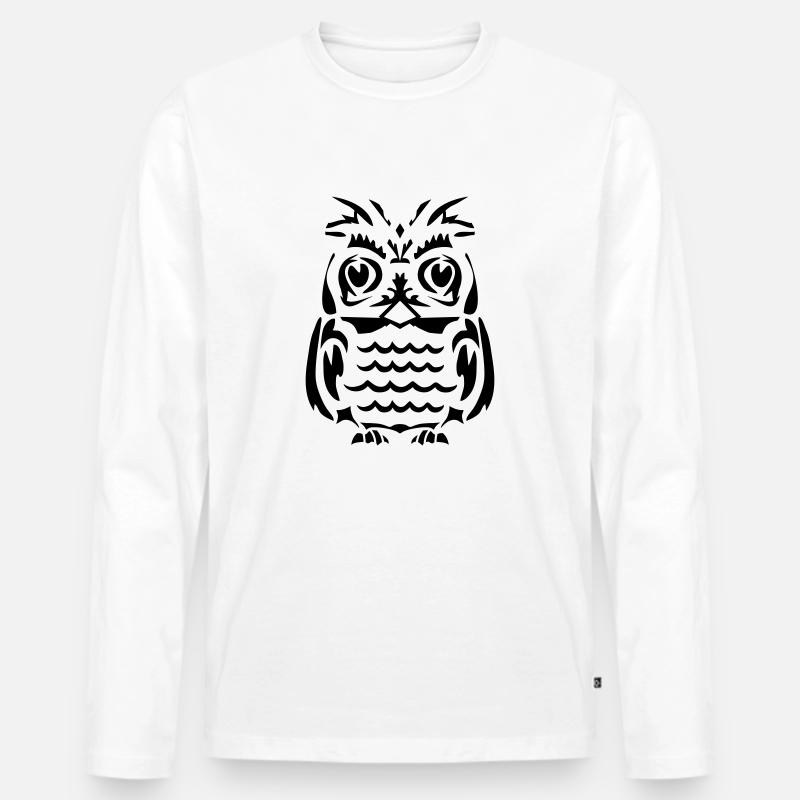Eule - Männer Premium Bio Langarmshirt - Weiß