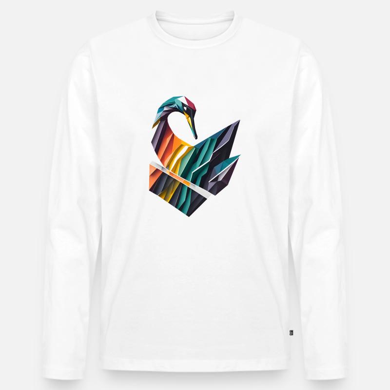 Geometrischer Schwan - Männer Premium Bio Langarmshirt - Weiß