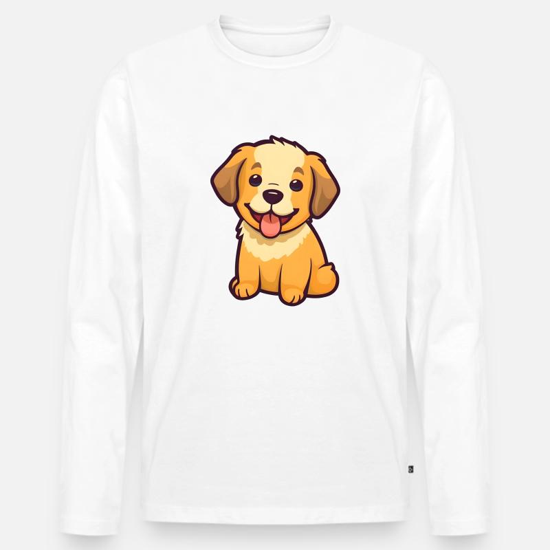 Kleiner, niedlicher Hund "Charlie" im Comic-Stil - Männer Premium Bio Langarmshirt - Weiß