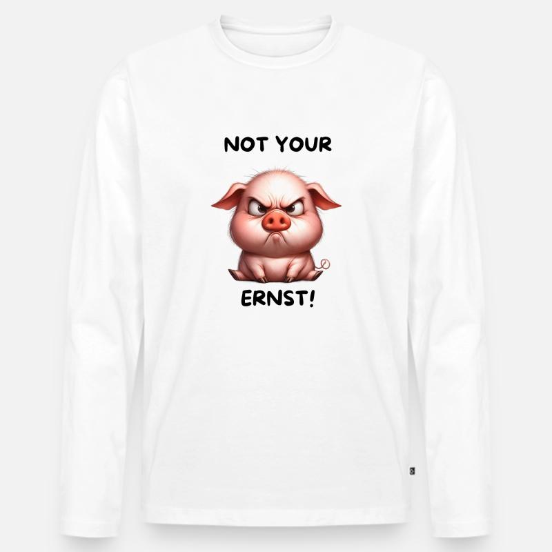 Ernsthaftes Schweinchen - Männer Premium Bio Langarmshirt - Weiß