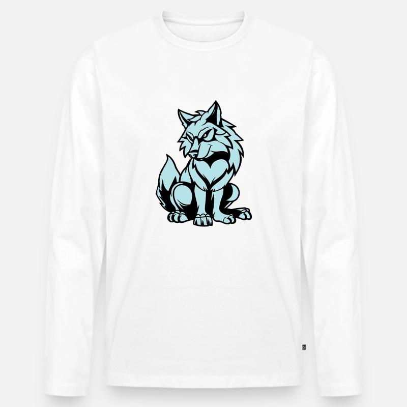 wolf comic tier - Männer Premium Bio Langarmshirt - Weiß