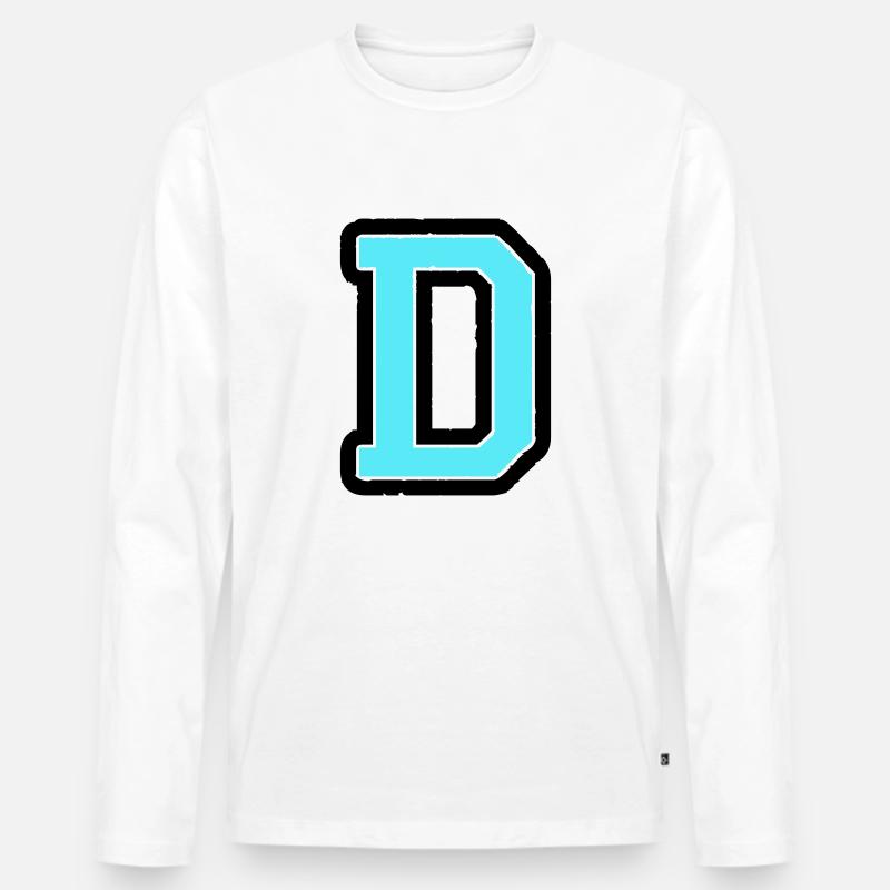 D Buchstabe - Männer Premium Bio Langarmshirt - Weiß