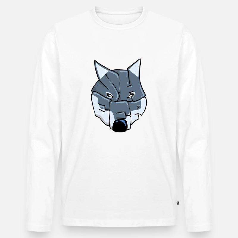 Wolf Graffiti - Männer Premium Bio Langarmshirt - Weiß