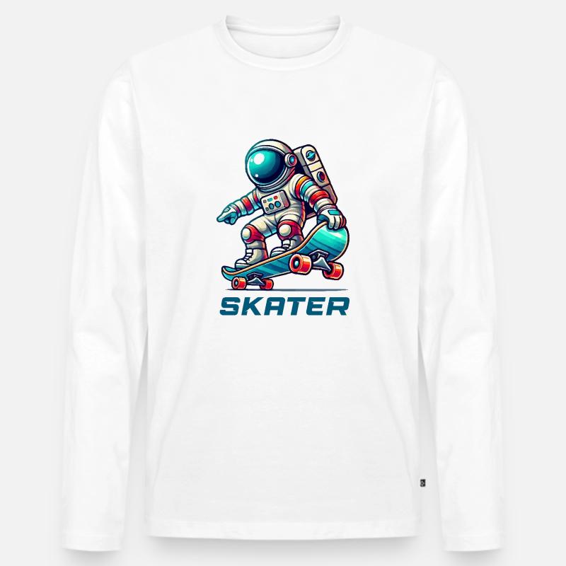 astronaut skateboard - Männer Premium Bio Langarmshirt - Weiß