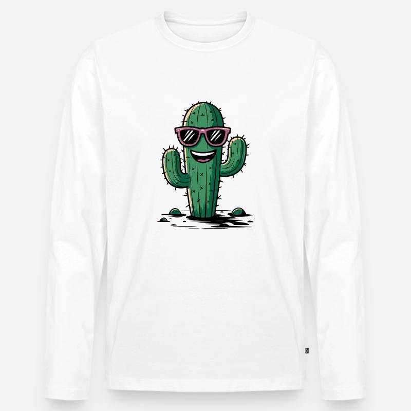 Cooler Kaktus - Männer Premium Bio Langarmshirt - Weiß