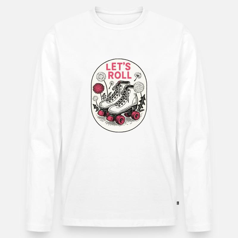Let's Roll Retro Rollschuhe - Männer Premium Bio Langarmshirt - Weiß