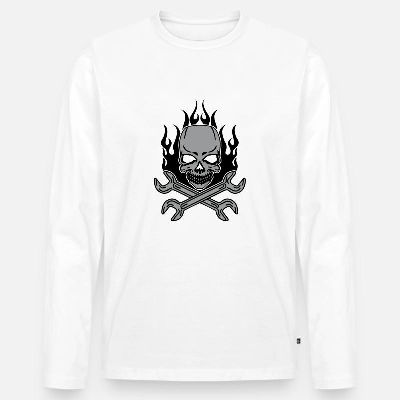 Tuning Skull - Männer Premium Bio Langarmshirt - Weiß
